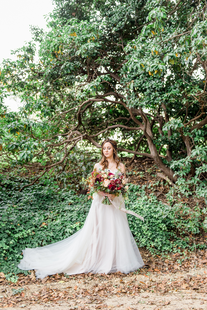 Elegant bridal portrait captured on a fall wedding day at the Water Witch Club by wedding photographer Michelle Behre Photography. 