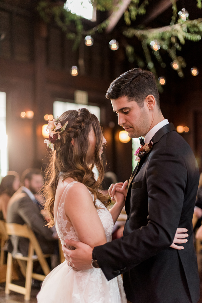 bride and groom first dance, photographed by New Jersey fine art hybrid photographer, Michelle Behre Photography, private fall wedding at Water Witch Club, Falco's Catering, Highlands, New Jersey.