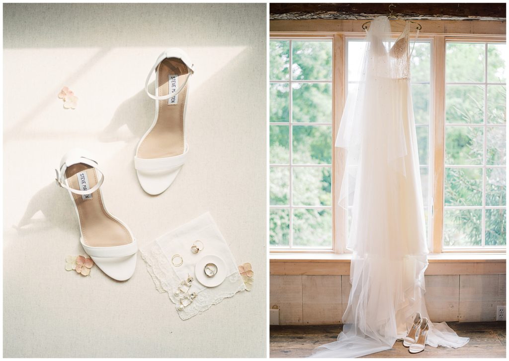 Bridal Gown, Shoes, and Details at the Crossed Keys Estate captured by NJ wedding Photographer Michelle Behre Photography.