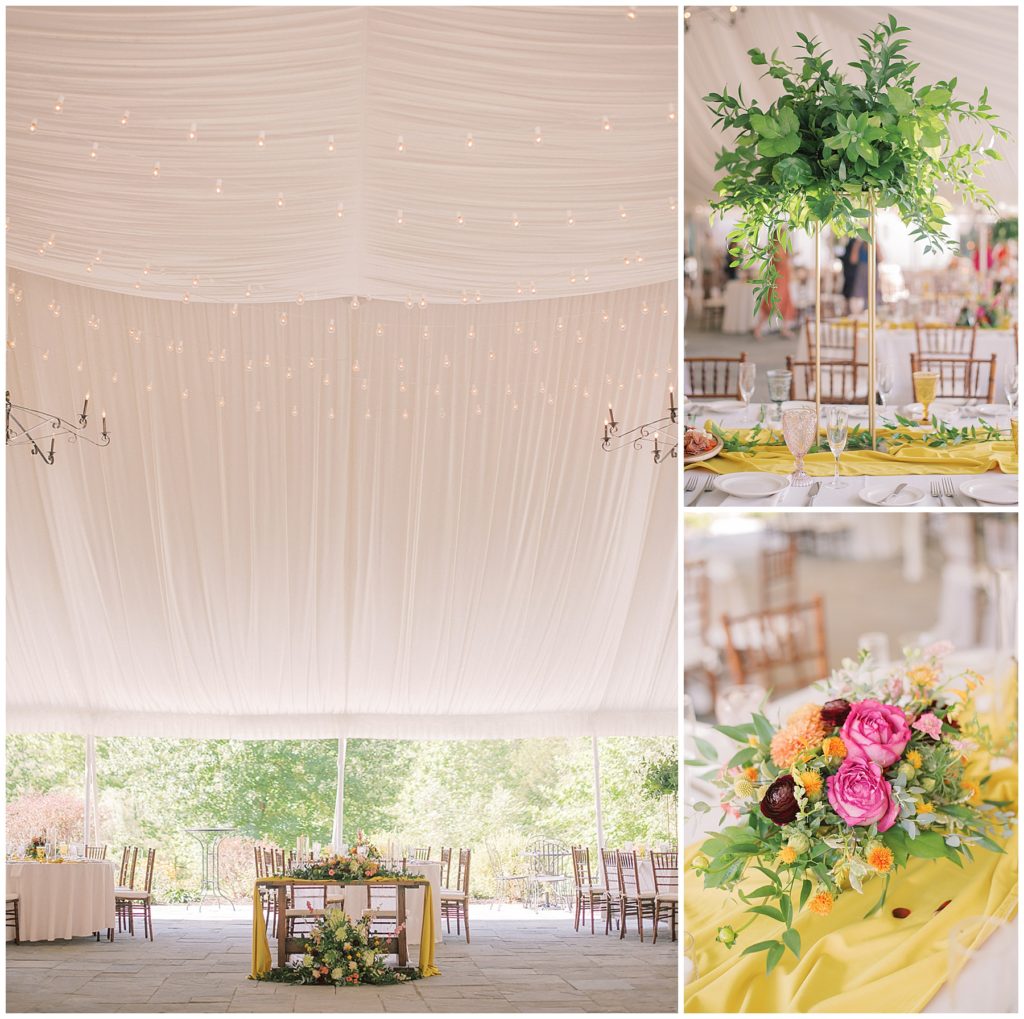 Summer wedding reception details at the Crossed Keys Estate by New Jersey Wedding Photographer, Michelle Behre Photography.