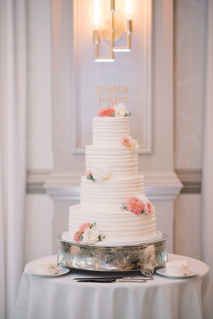 Delicious wedding cake at the RiverCrest Country Club, Phoenixville, PA by wedding photographers Michelle Behre Photography.