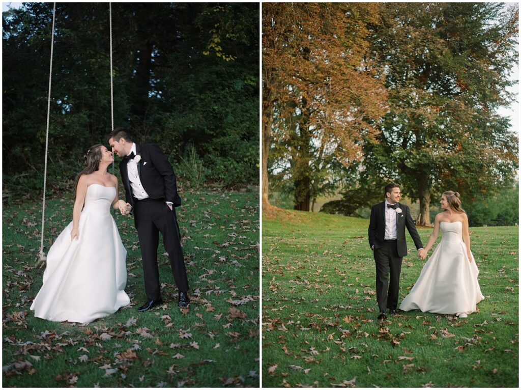 Sunset Bride and Groom portraits captured by Crossed Keys Estate NJ Wedding Photographers Michelle Behre Photography
