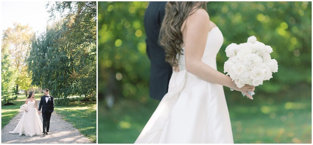 bride and groom formal portraits captured at the gardens at crossed keys estate by nj wedding photographers michelle behre photography