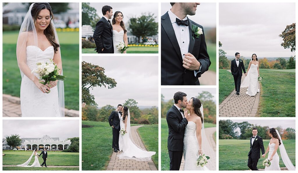 Editorial wedding portraits of Rose Marie and Peter photographed by New Jersey wedding photographers at Hackensack Golf Club