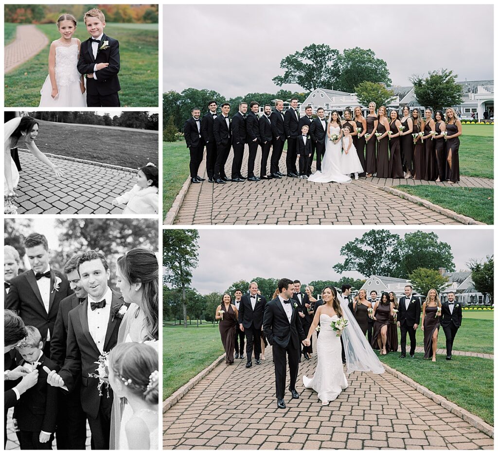 Wedding party and family portraits photographed in New Jersey with a timeless editorial style at Hackensack Golf Club