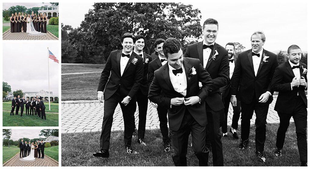 Wedding party and family portraits photographed in New Jersey with a timeless editorial style at Hackensack Golf Club